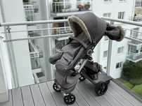 Stokke Xplory V5 Black Melange - dużo dodatków - skóra - winter kit