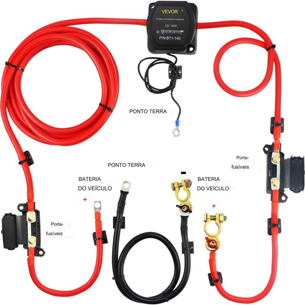 Kit de Isolador de Bateria Dupla 12V