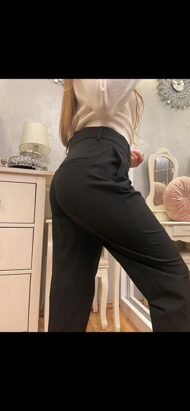 Spodnie czarne garniturowe proste h&m L 40 m wiskoza wysoki stan