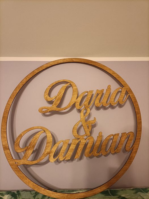 Napis na ściankę imiona ze sklejki