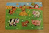 Edukacyjna Ukladanka Drewniana Montessori -Puzzle -Farma i Zwierzęta