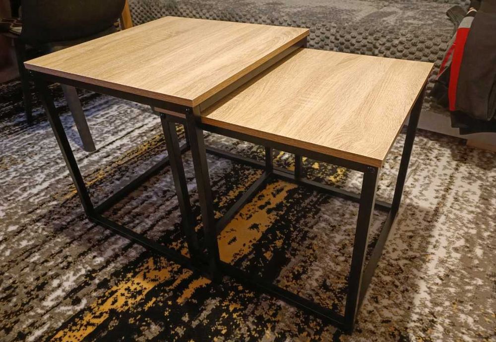 Nowe Stoliki Kawowe Zestaw 2szt. Rozkładany Ława Stół Kwadratowy Dąb