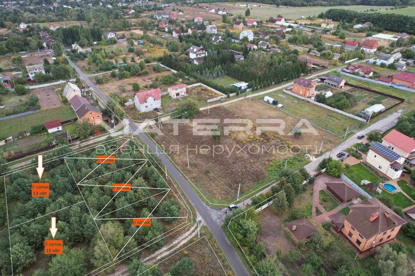 Малютянка продаж ділянки 8сот 13кВт