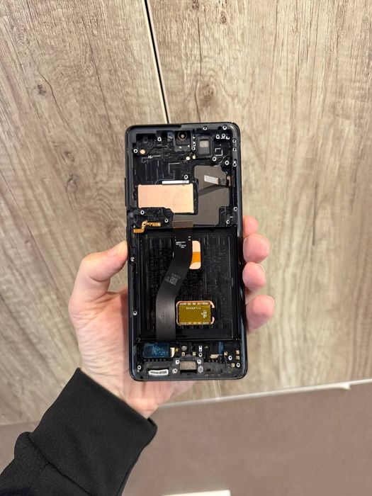 Дисплей Samsung S21 Ultra с рамкой, отпечатком пальца, black
