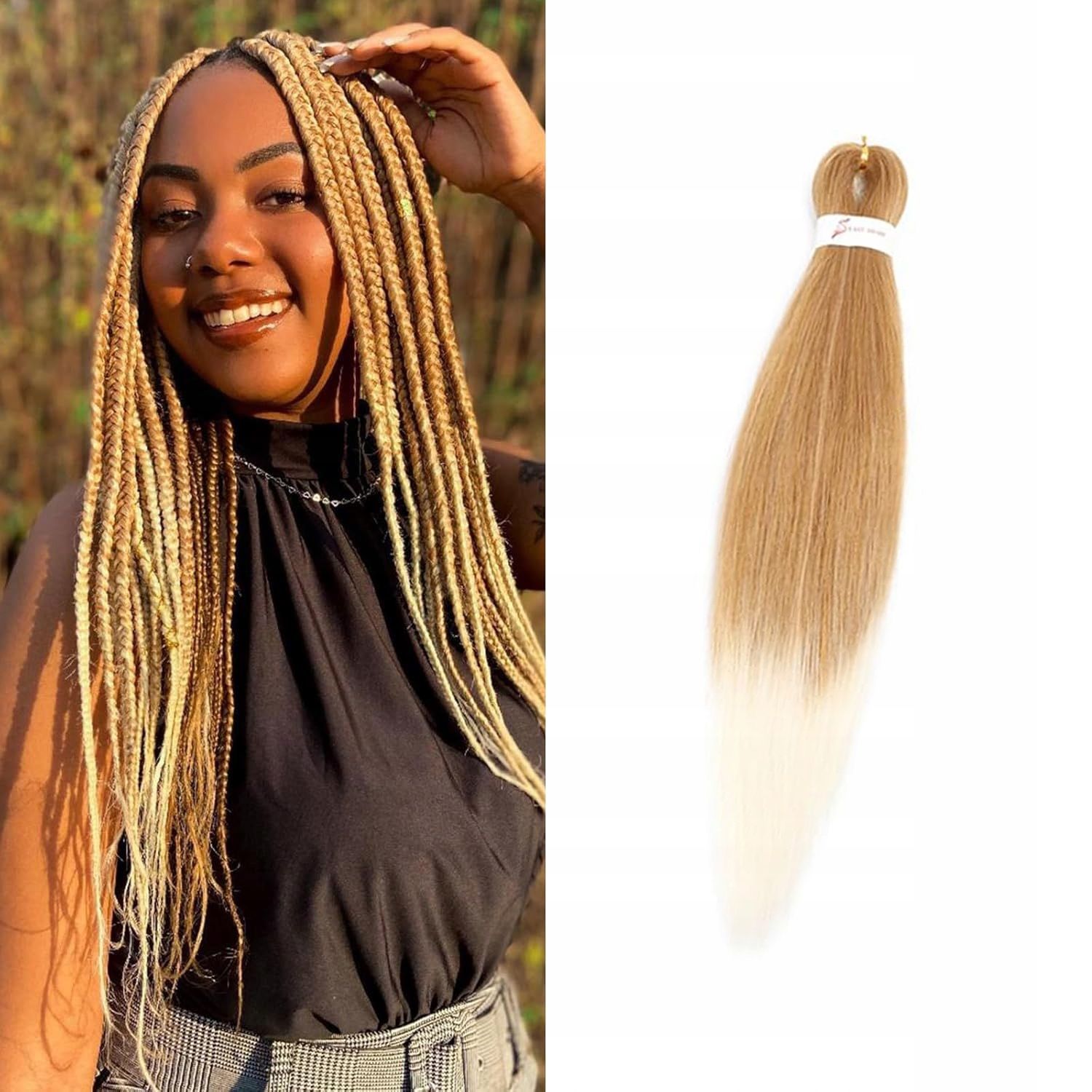 Przedłużane Włosy do Warkoczy 60cm Ombre Blond Syntetyczne Włosy