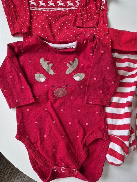 Zestaw świąteczny komplet 2x body i spodnie 68 używane
