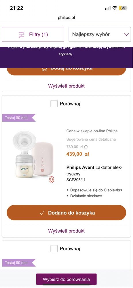 Laktator Elektryczny  Philips Avent+ gratisy