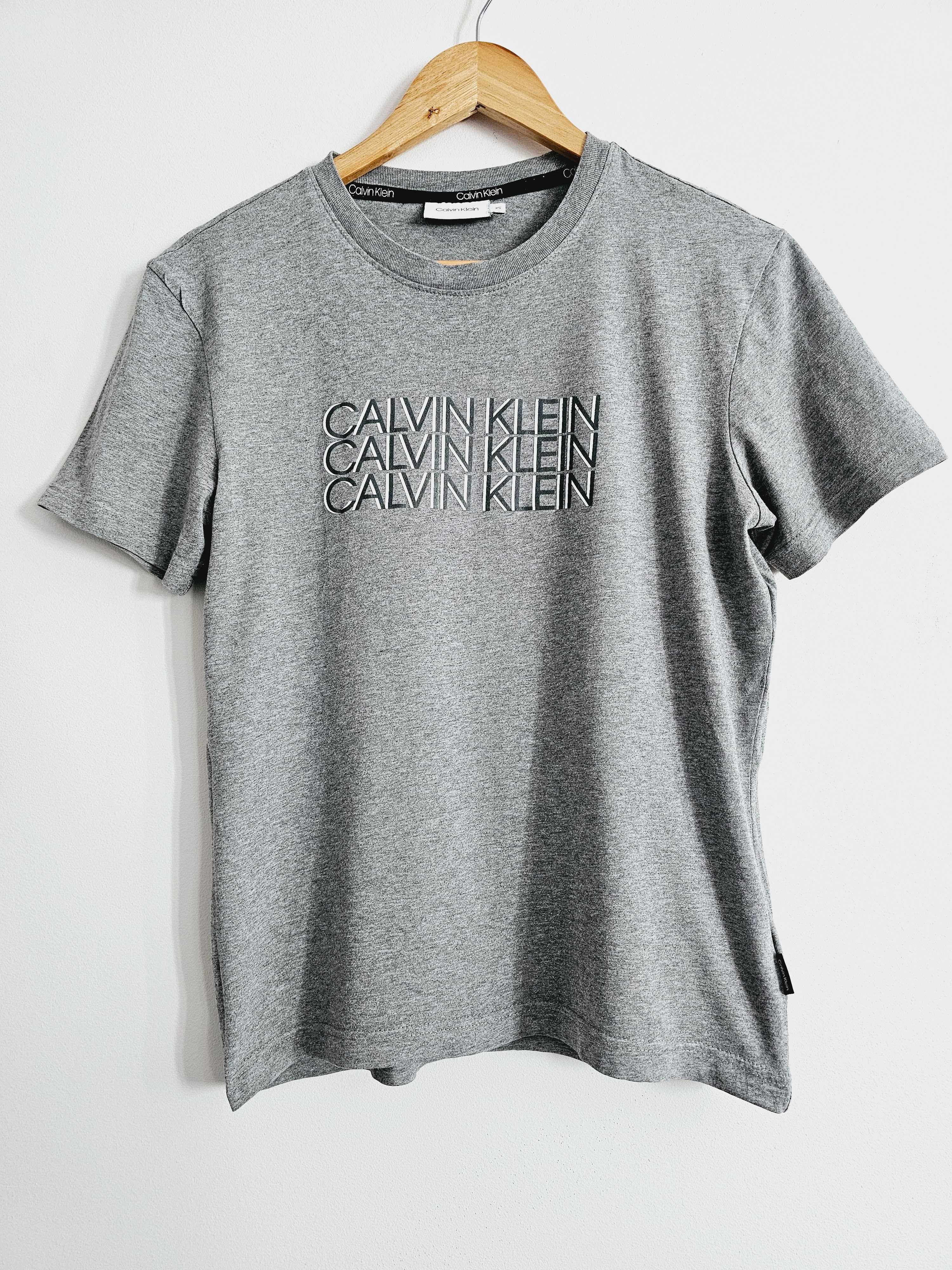 Szara Koszulka t-shirt damski z napisem Calvin Klein r. 36