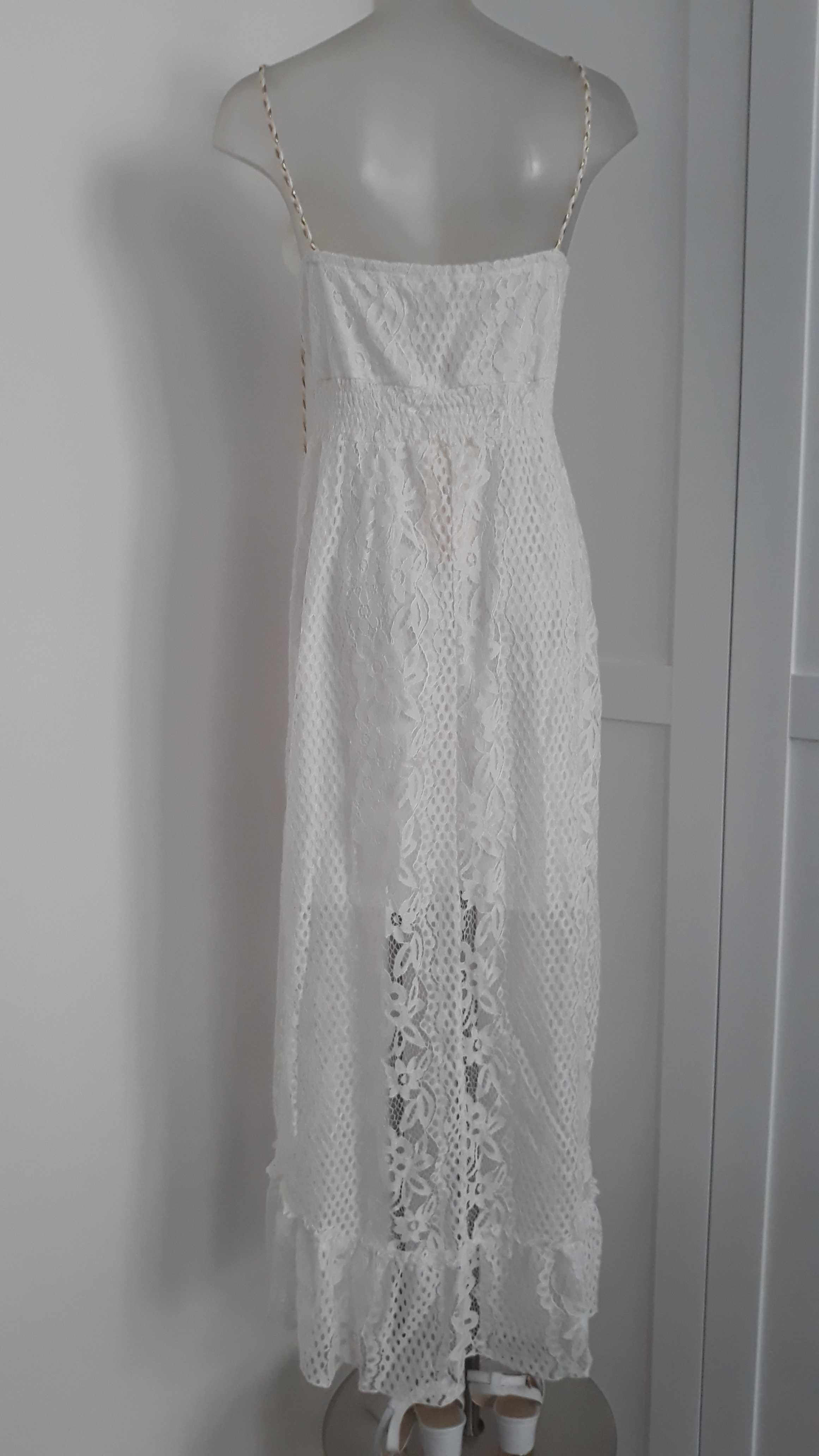 Koronkowa suknia w stylu boho,letnia,biała,asymetryczna f. AZARA PARIS