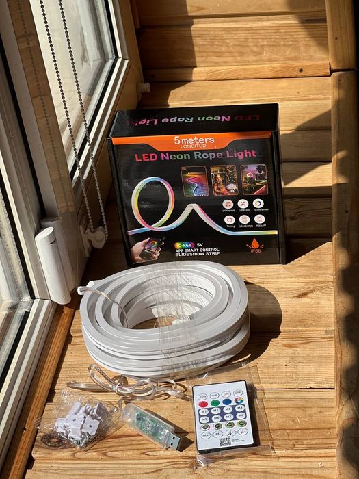 Неоновая лента RGB стрічка неонова 5м LED неон гибкая