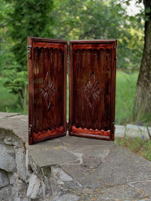 Шахи нарди набір 3в1 ручна робота деревина подарунок різьба  опигінал