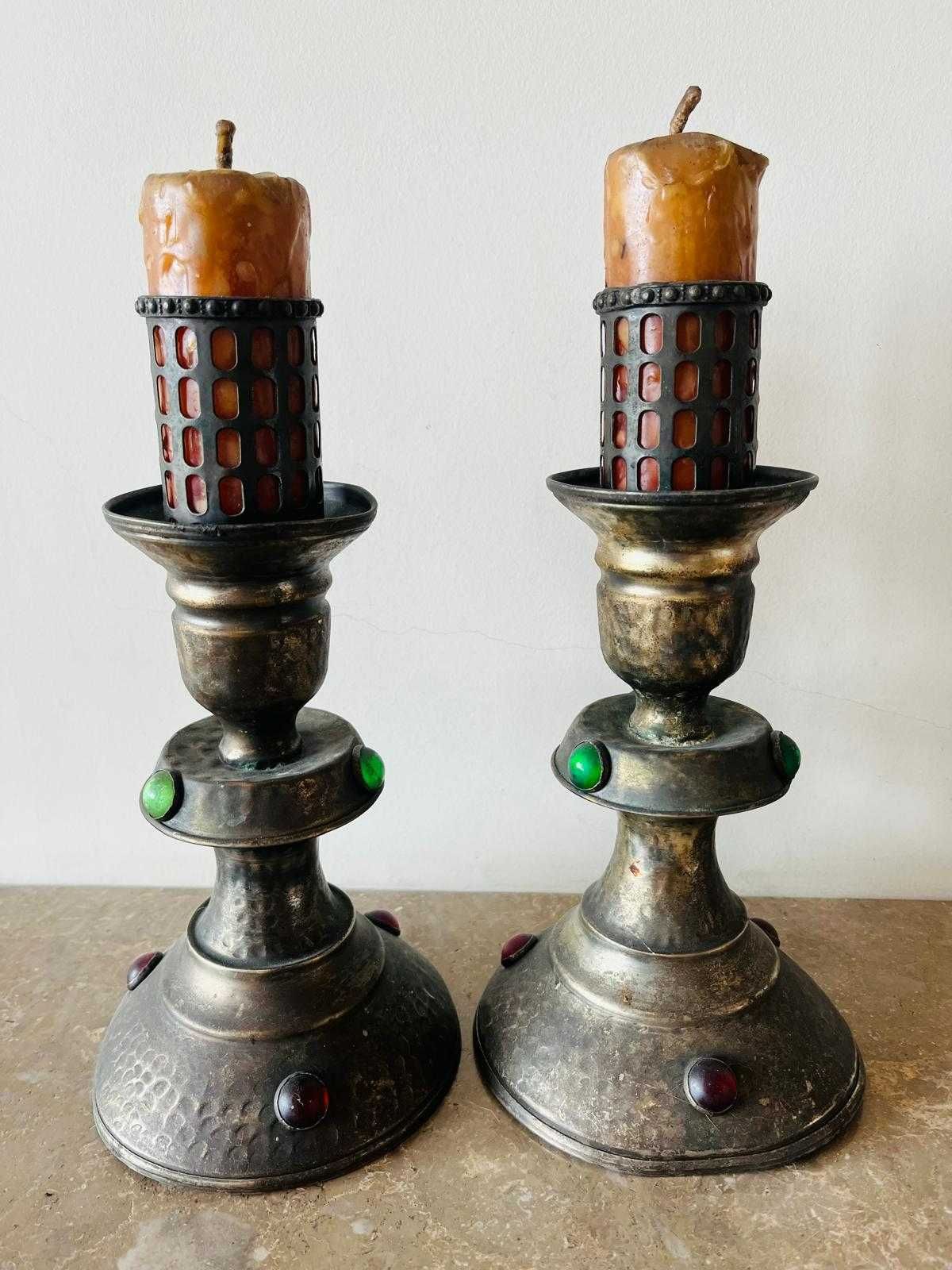 par de candelabros e taça