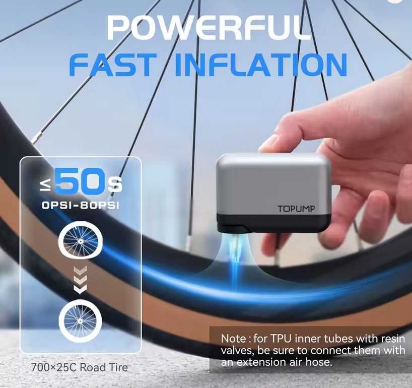 TB2 Mini pompka AKU rowerowa pompka do opon 120PSI Max