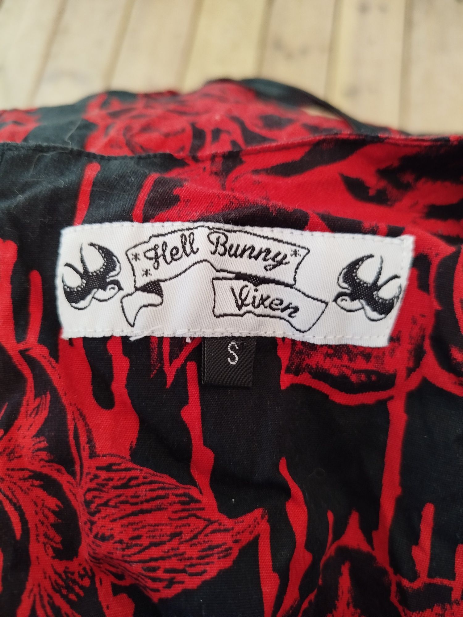 Sukienka gorsetowa Hell Bunny Vixen czarna w czerwone róże bawełna S