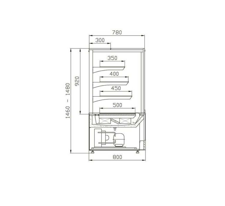 Witryna cukiernicza - [ELLADA 136 CM] 3 półki NOWA!GWARANCJA! OD RĘKI!