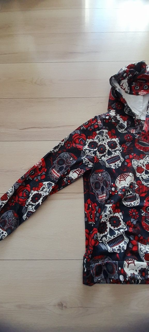 Mowa bluza na Halloween w czaszki 11-12, 146-152cm + gratis tatuaże