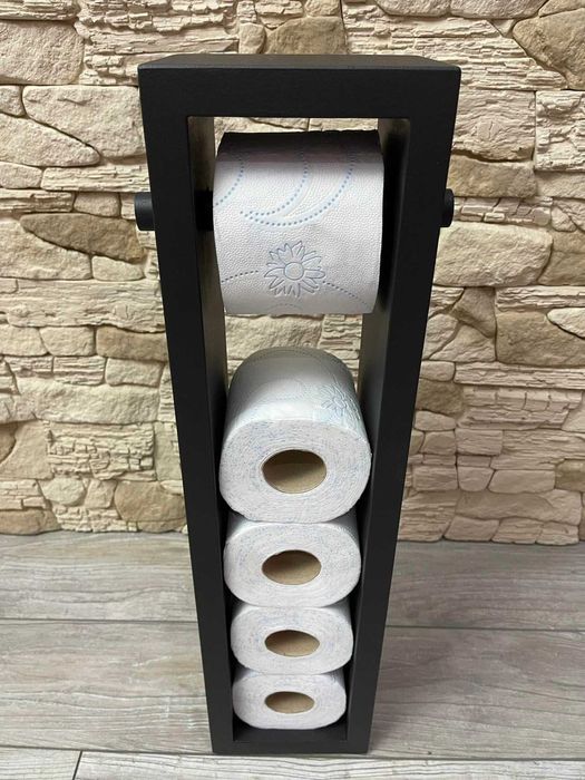 Stojak ekologiczny drewniany na papier toaletowy - czarny itp. KOLORY