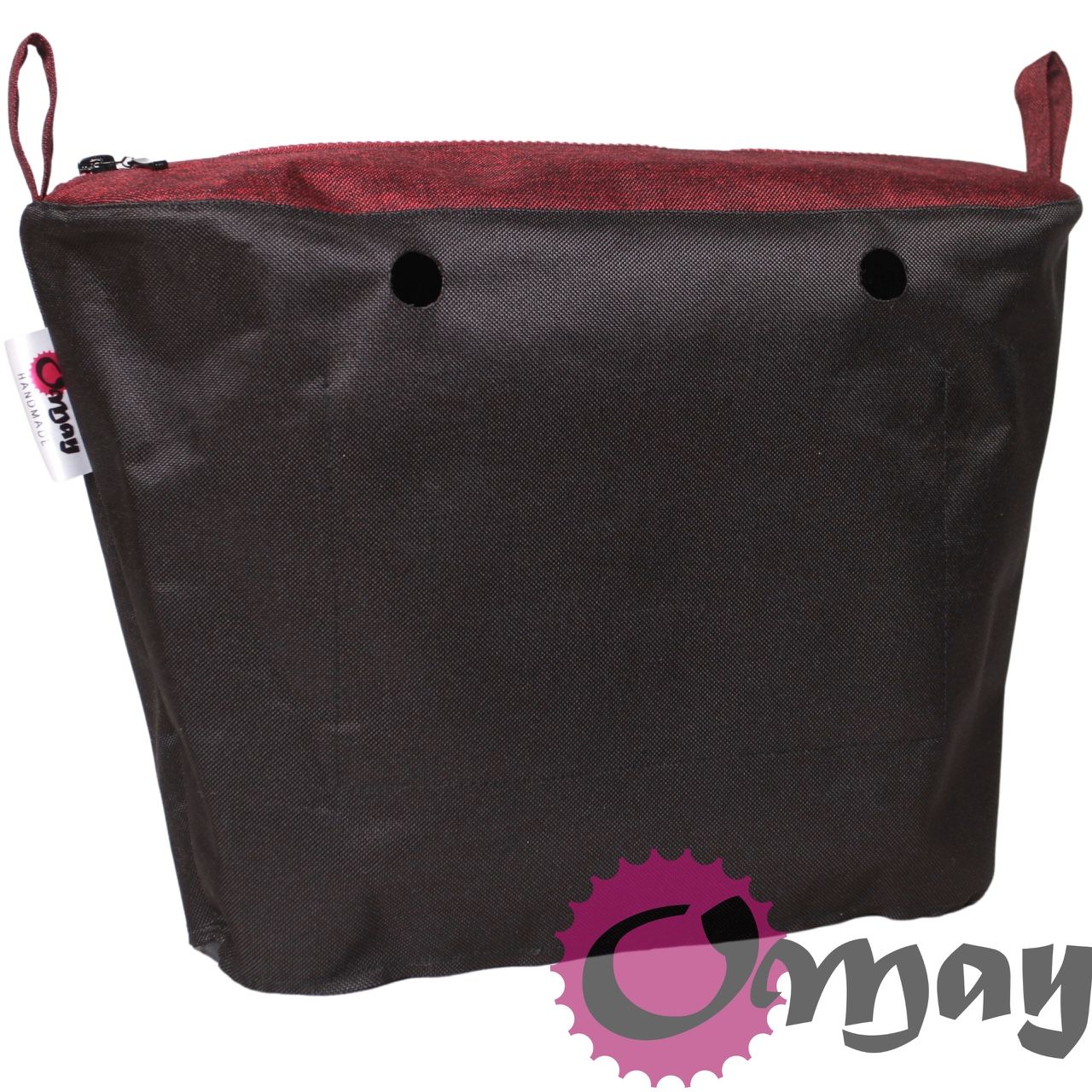 Czarny organizer do OBAG STANDARD len czerwony splot 2 kieszenie OMAY