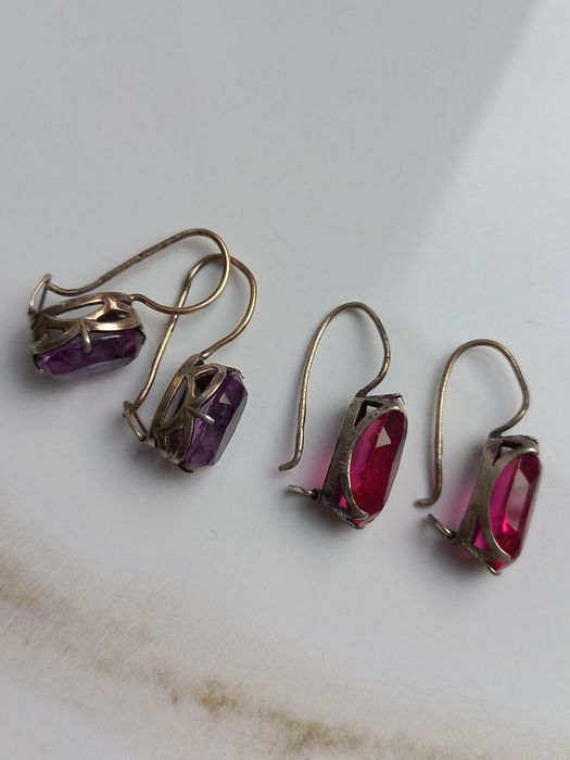 Серьги серебро 875пр звезда