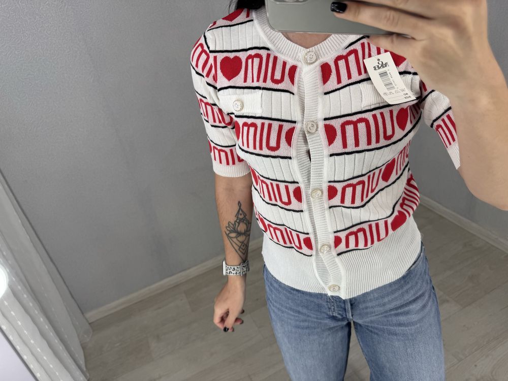 Нова кофта кардіган поло рубчик miu miu