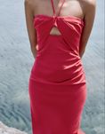 Sukienka midi, dopasowana, czerwona/malionowa - Zara, XS/34