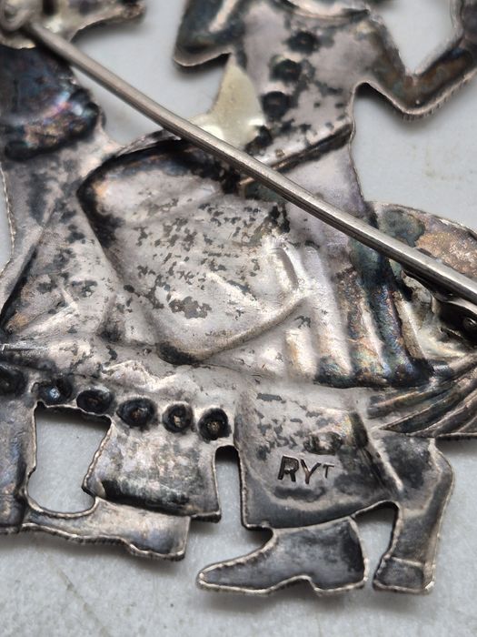 Stara Srebrna Polska Broszka Lajkonik Rytosztuka Cepelia Prl