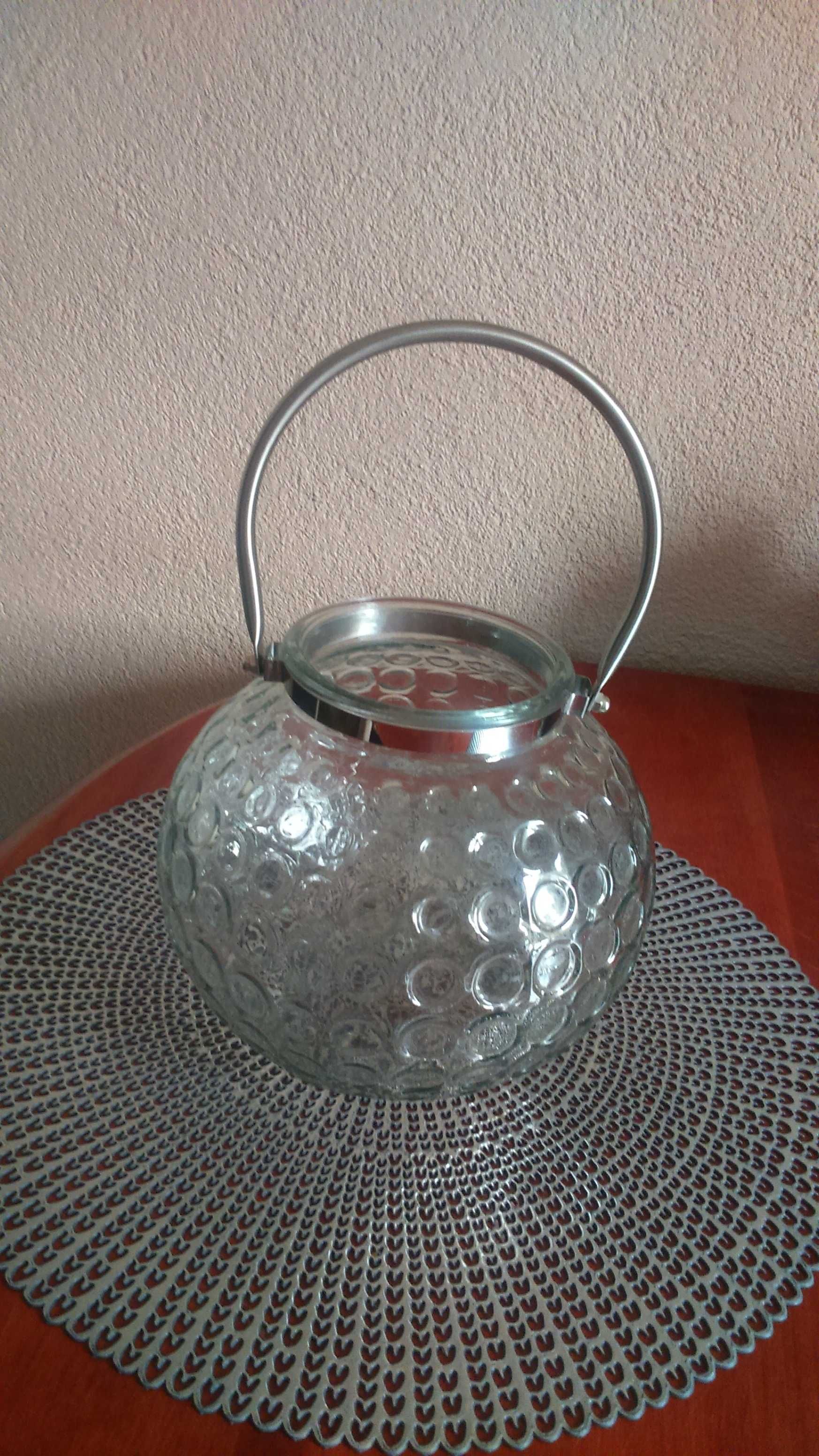 Osłona lampion szklany świecznik z uchwytem bańka wazon