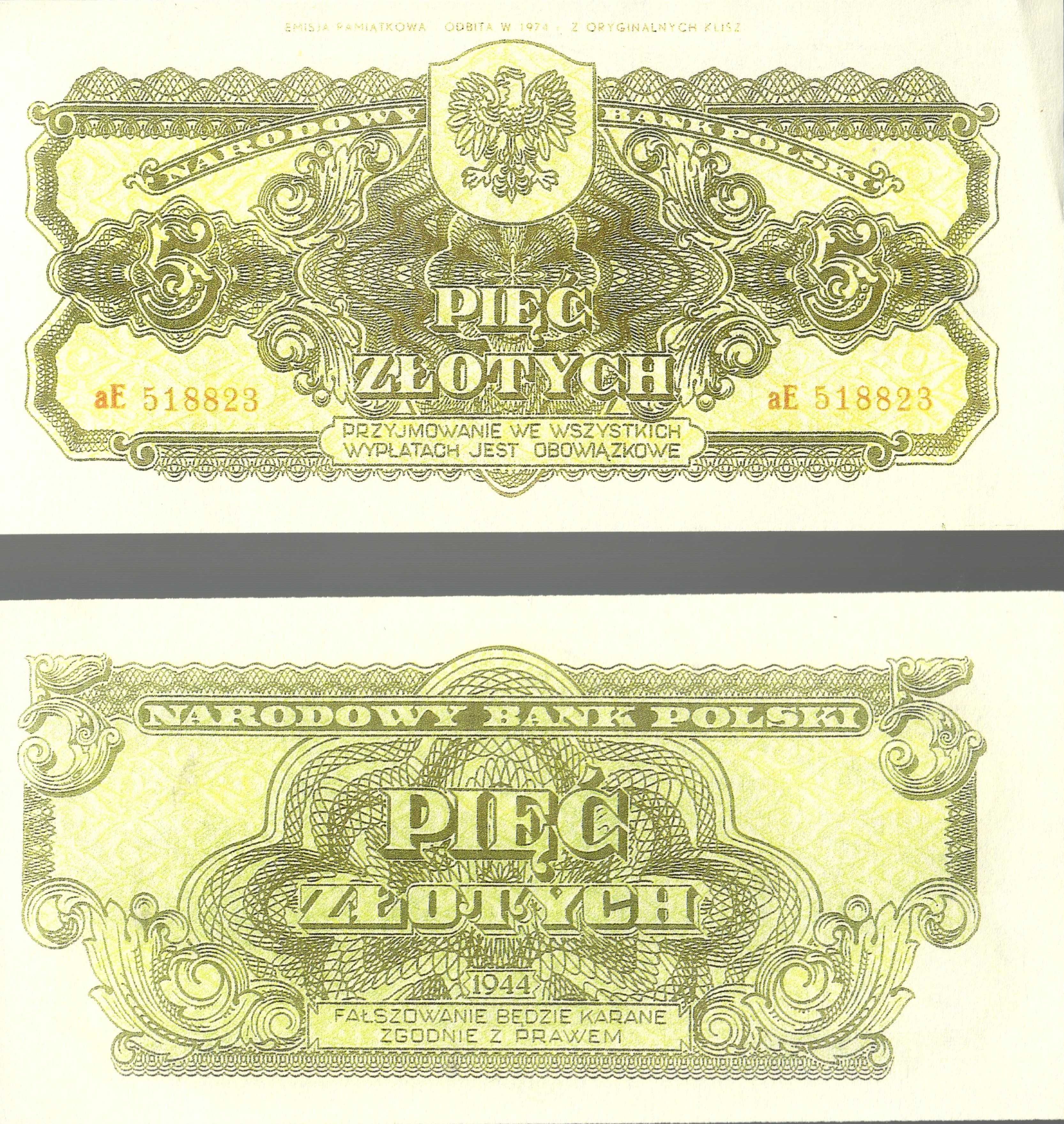 Kopie Banknotów z 1945 roku wydanie Lubelskie Nr.1