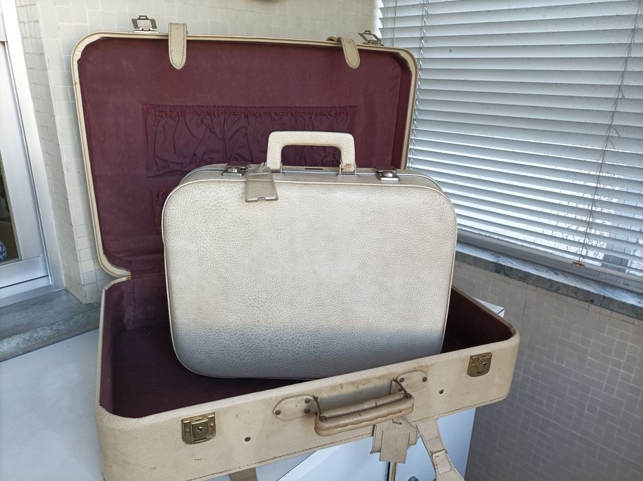 2 Malas de viagem vintage bejes como novas