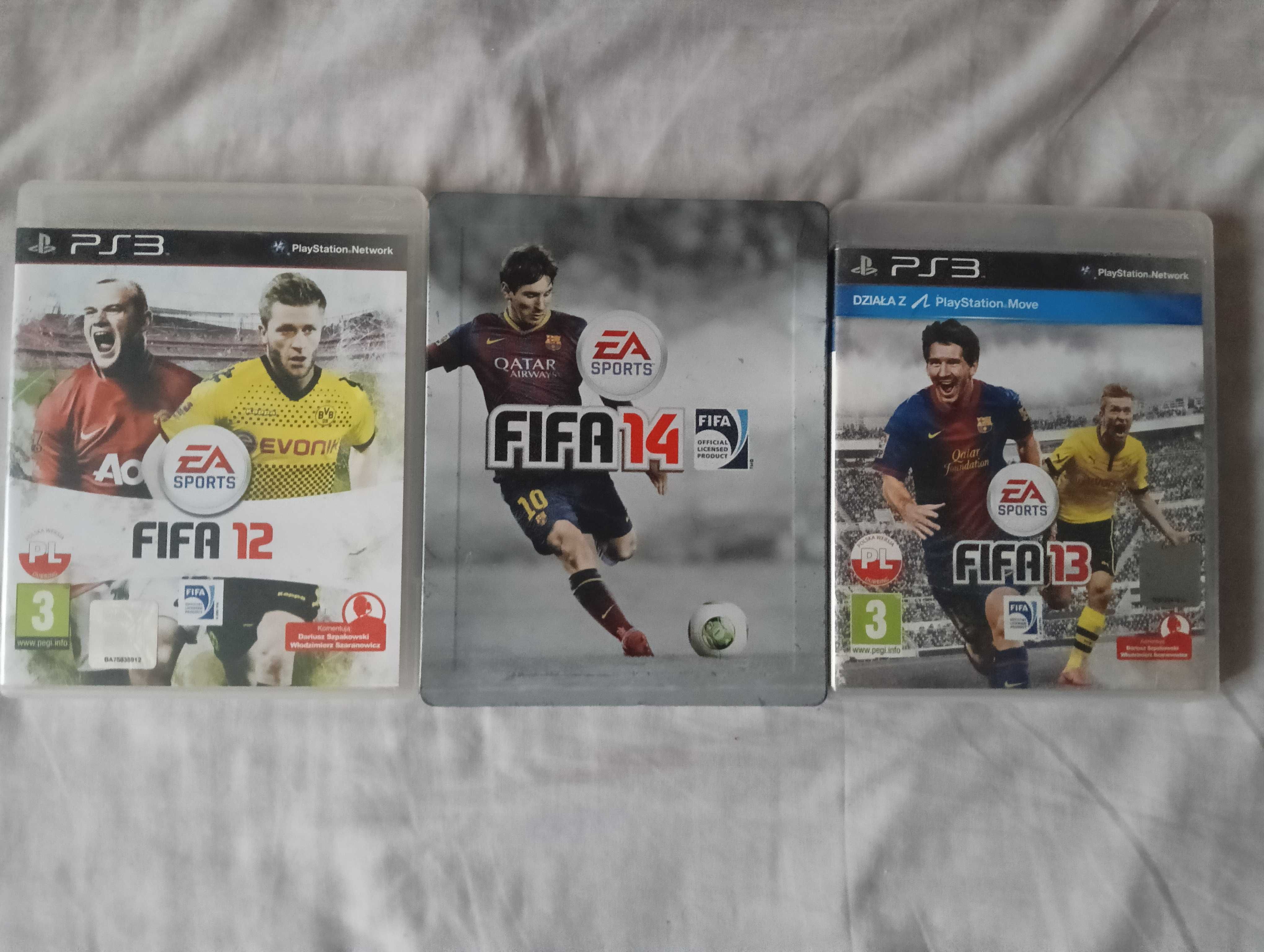 FIFA 14 PS3 PL stelbook + Fifa 13 PS3 PL + FIFA 12 PS3 PL komplet