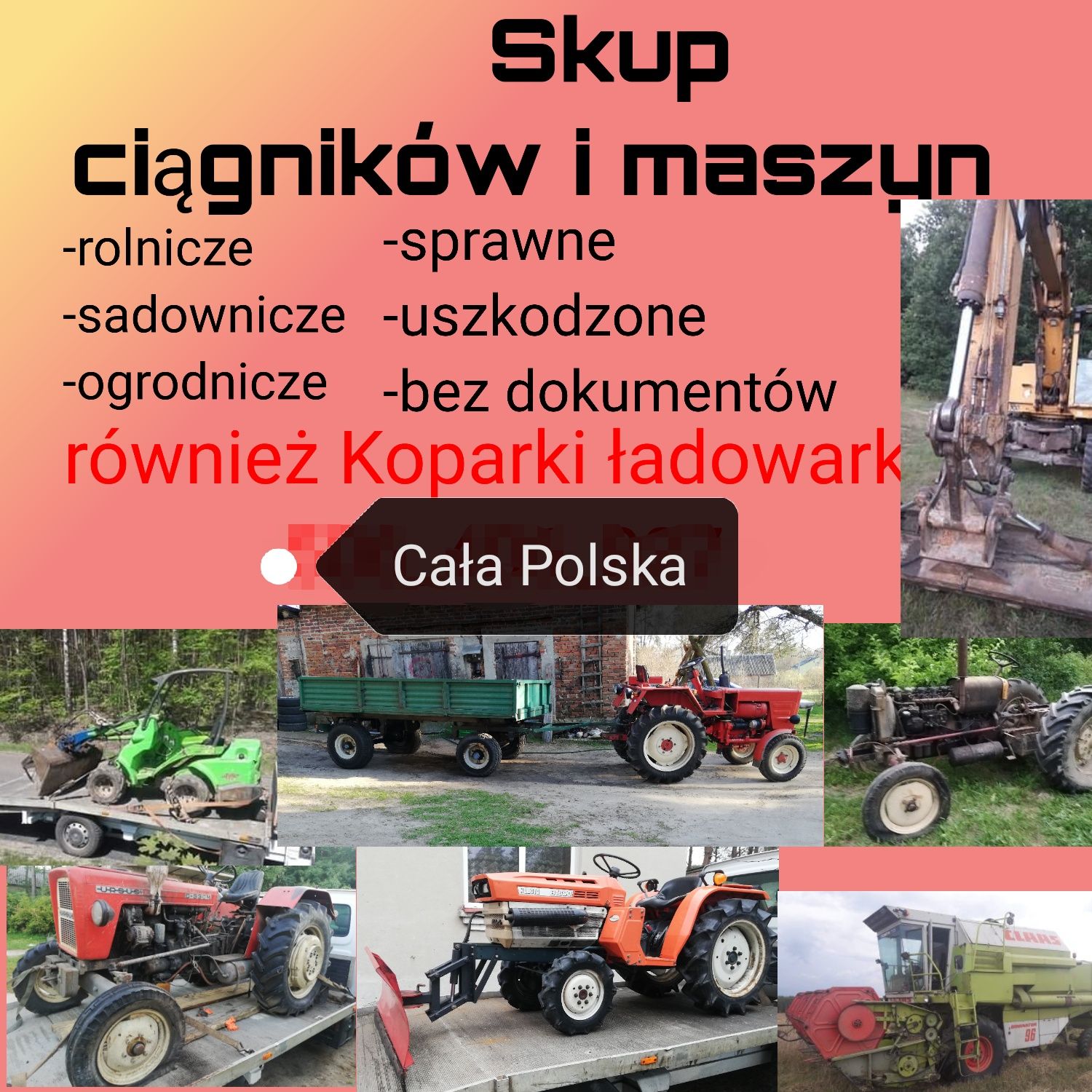 Skup aut osobowe dostawcze quady koparki ciagniki rolnicze motocykl