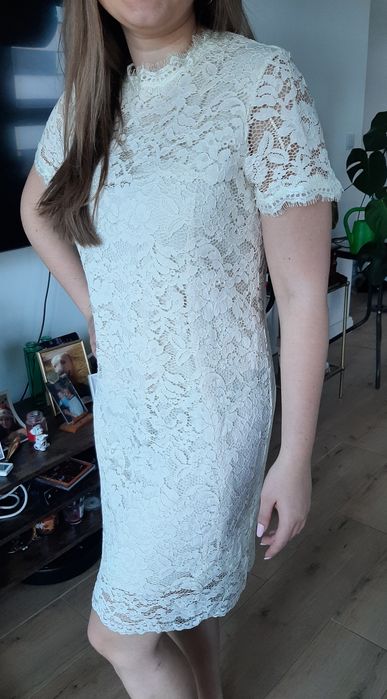 Elegancka sukienka wesele impreza koronkowa