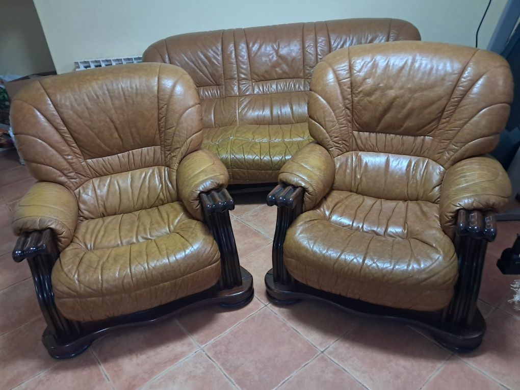 Terno de sofas em pele