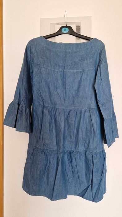 Vestido de ganga, Zara, tamanho XS com folhos