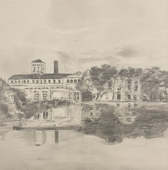 Rysunek ołówkiem Łódz Biała  fabryka format A 4