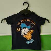 Granatowa bluzka z krótkim rękawem t-shirt kaczor Donald Disney 80