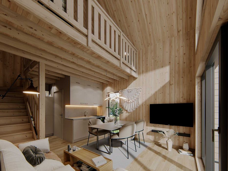 Drewniany domek szkieletowy z antresolą 25 m2- ROD, ośrodek, działka