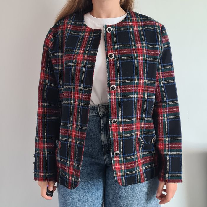Marynarka w kratę vintage żakiet