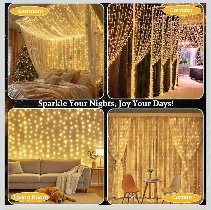 Joysing Bożonarodzeniowa Kurtyna świetlna 6 m x 3 m 600 LED