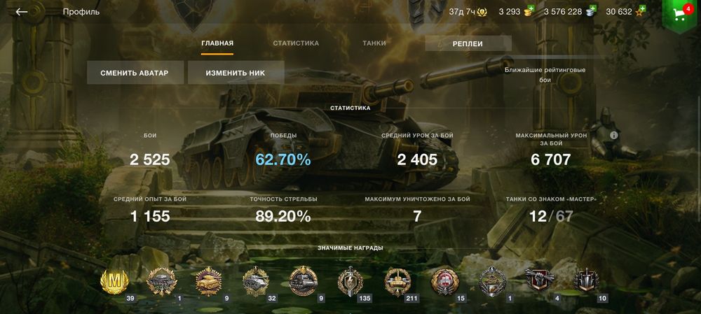 Акаунт вот бліц з непоганою статистикою