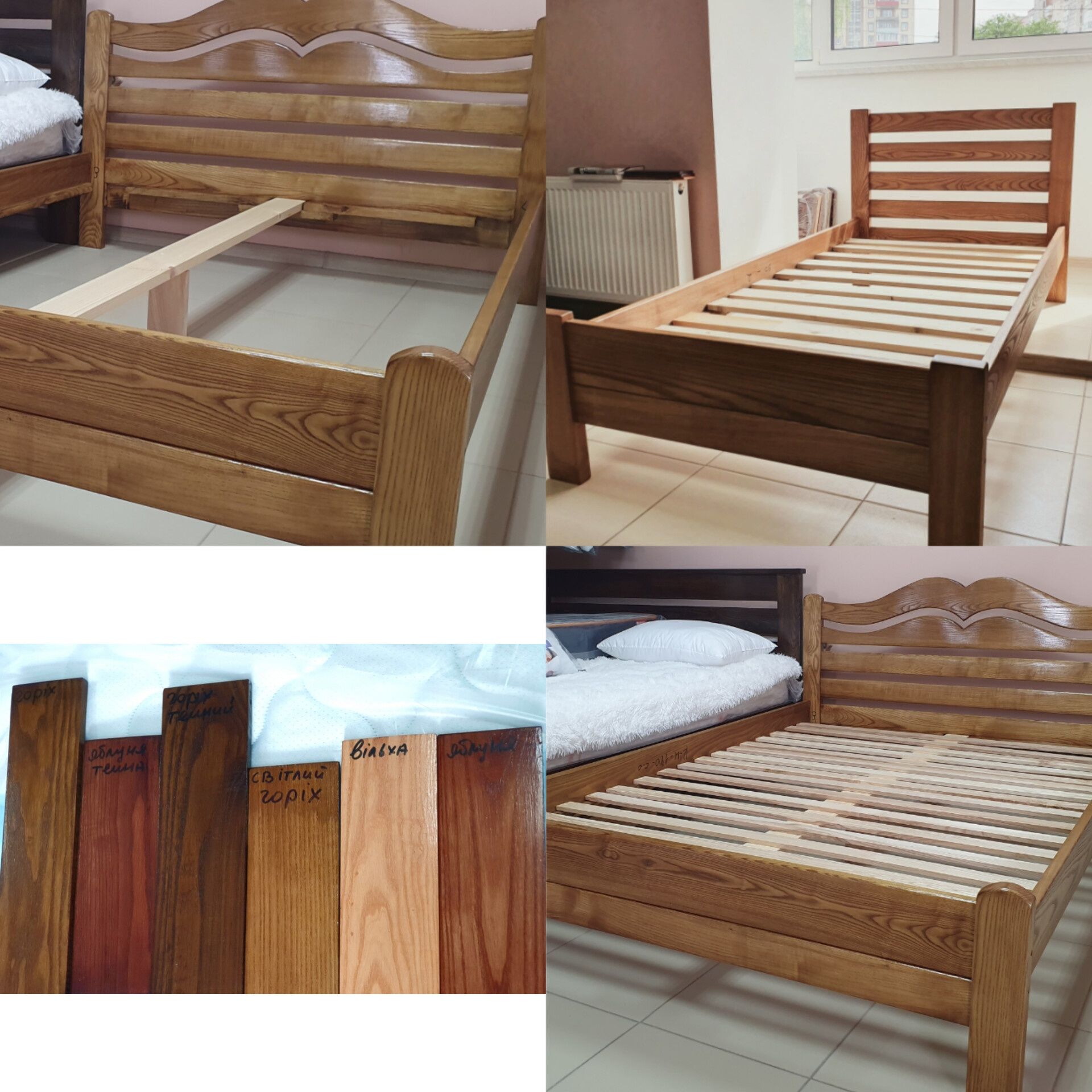 Ліжко односпальне,дерев'яне,ясен цільний,доросле,дитяче.90/190;90/200,