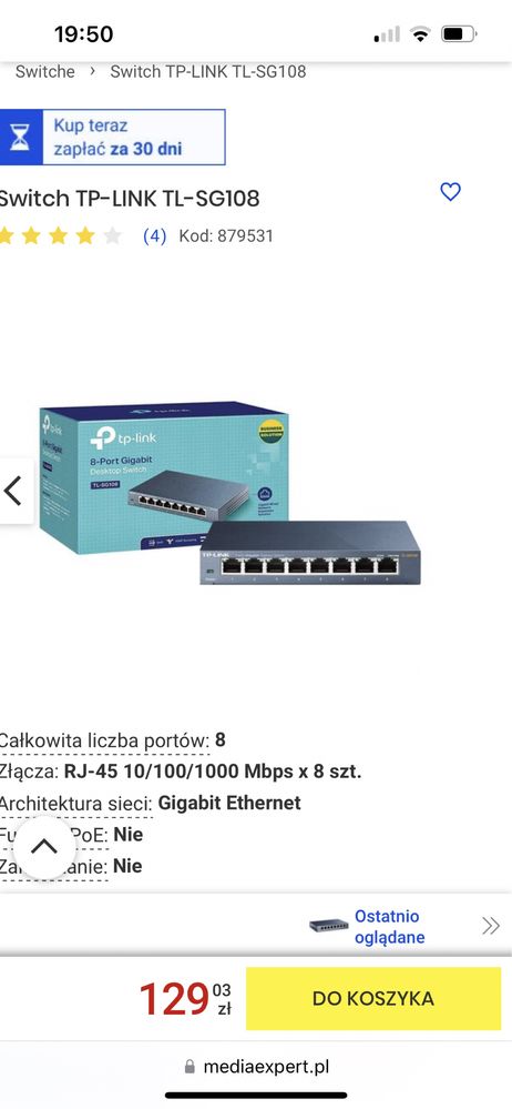 TP Link 8 port przełącznik portów