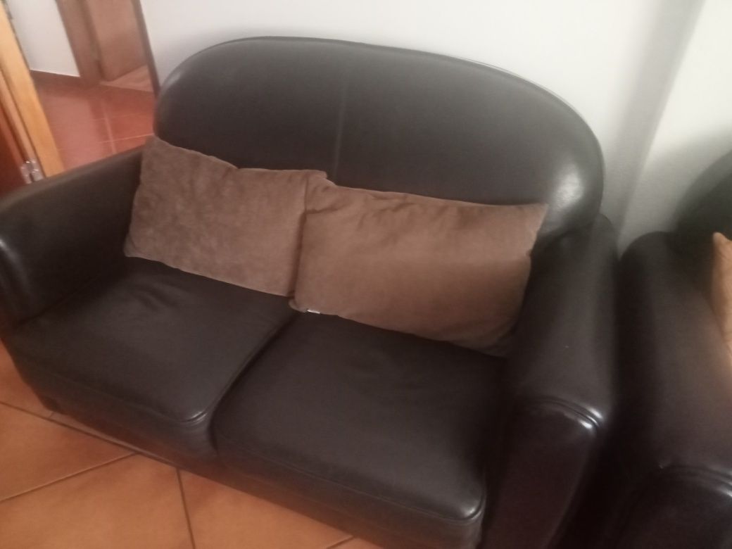 Vendo  Conjunto Sofás em Pele