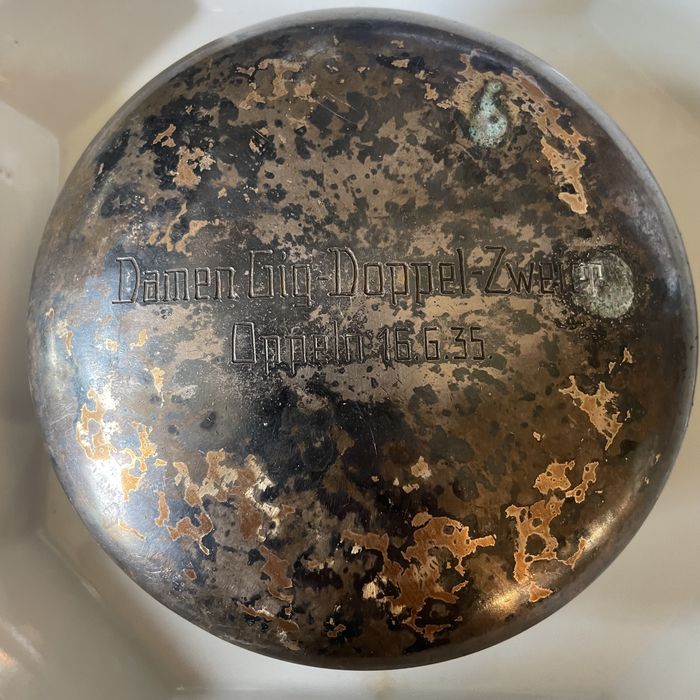 Przedwojenne pudełko 1935 Oppeln opole nagroda puzderko antyk plater