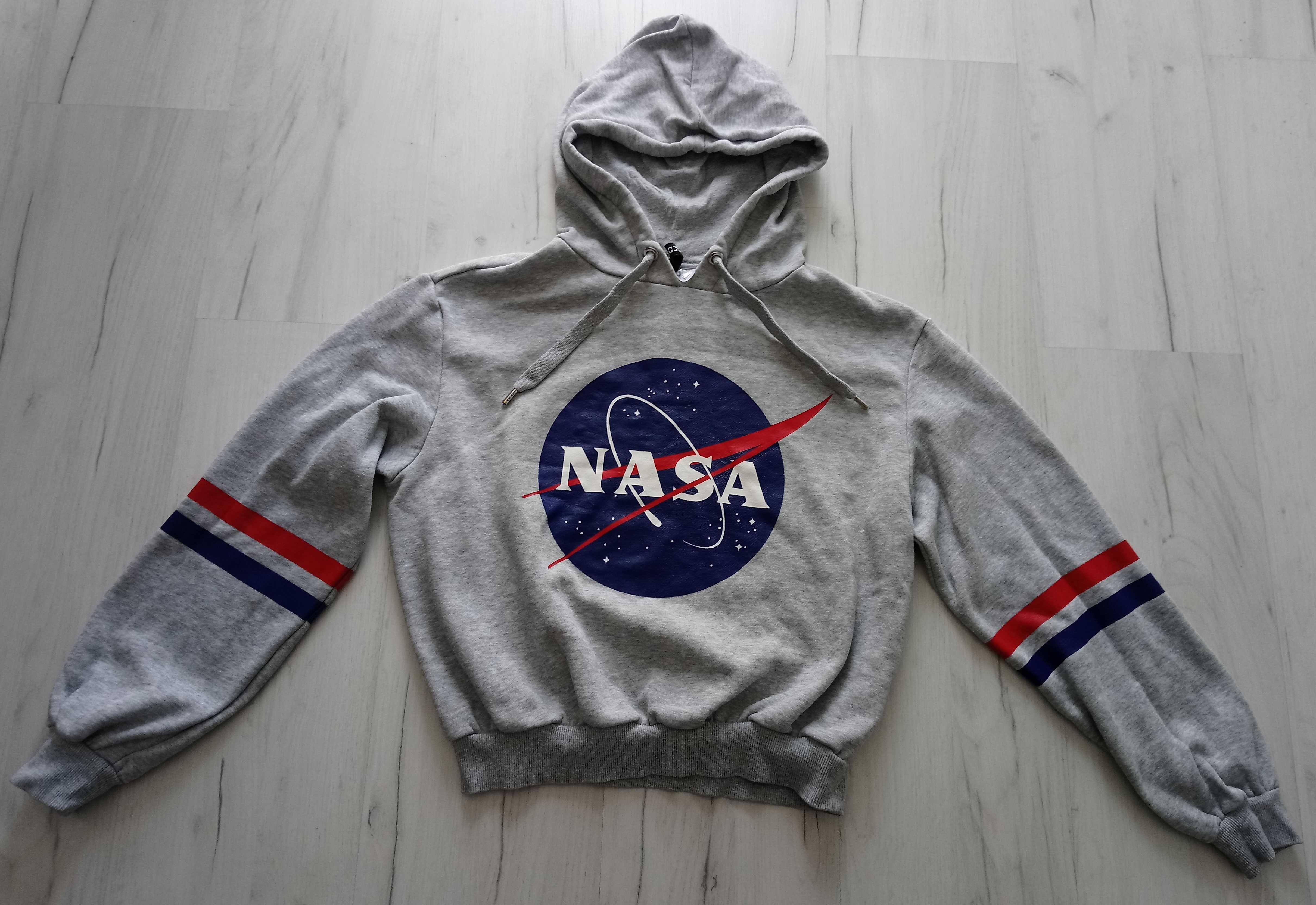 Piękna damska bluza z kapturem NASA rozmiar S szara