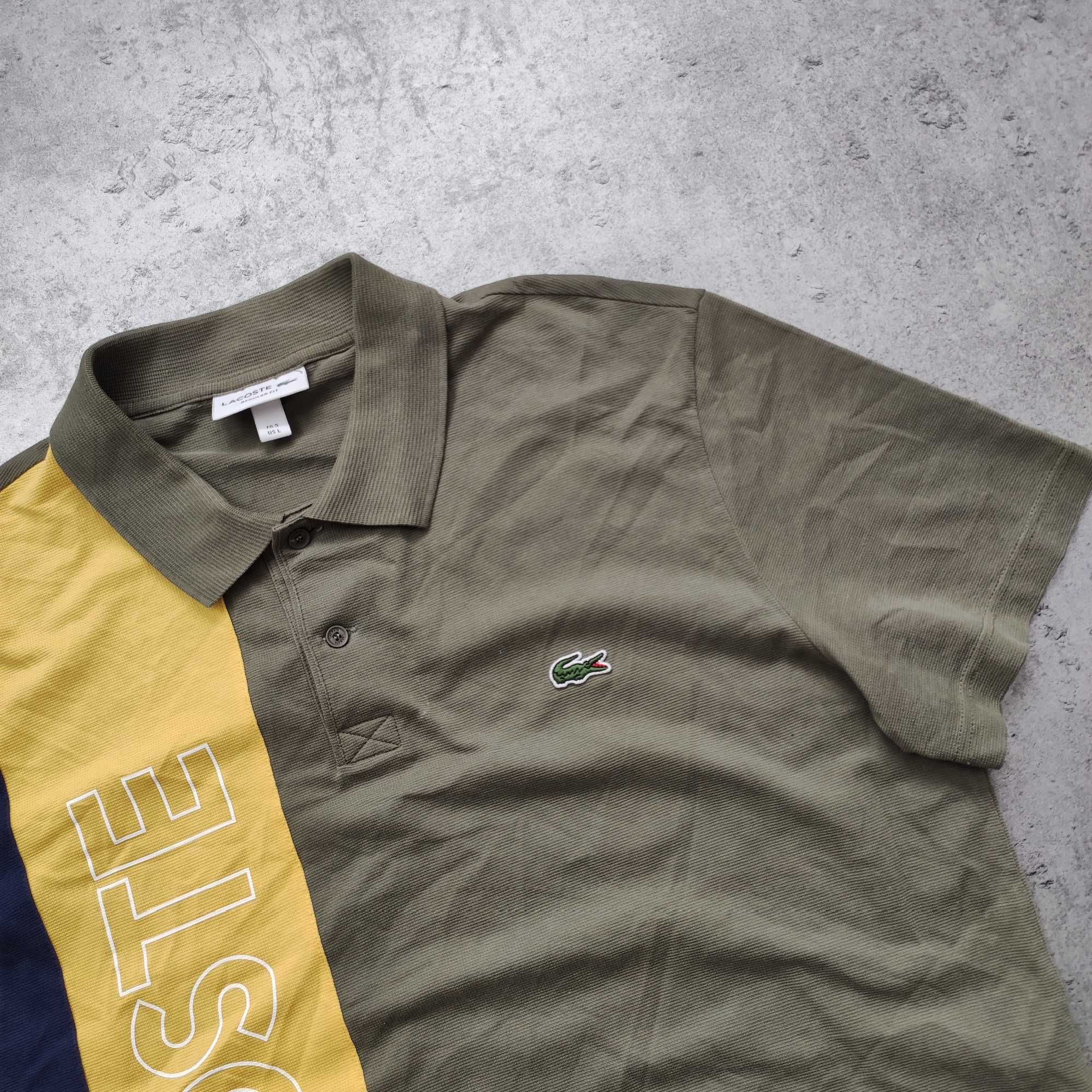 MĘSKA Elegancka PREMIUM Koszulka Polo Trzy-Kolor Lacoste France Haft