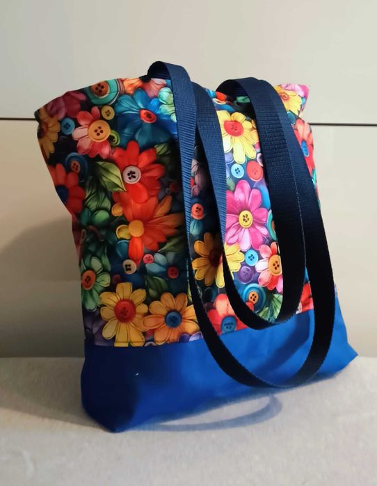 Torba shopper Hand Made guziki kolorowe