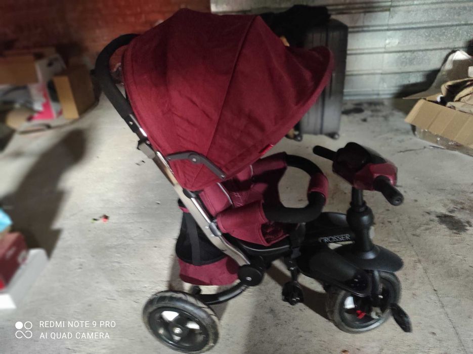 Дитячий триколісний велосипед коляска CROSSER T-350 ECO Бордовий