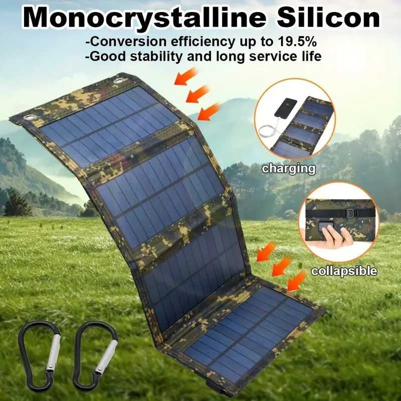 Painel Solar Portátil de 35W - Durável, Dobrável