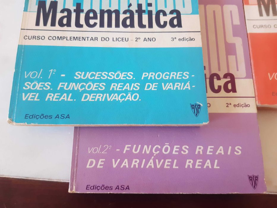 Exercícios matemática, 5 vols, c.complementar liceu, 1977/78